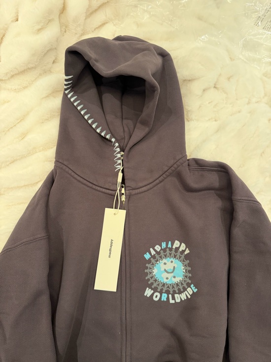 Madhappy Tops - Madhappy worldwide' purple-Gray Zip Hoodie with Graphic
